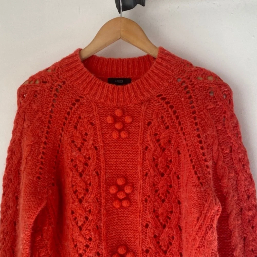 J. Crew M Cable-Knit Pointelle Sweater.